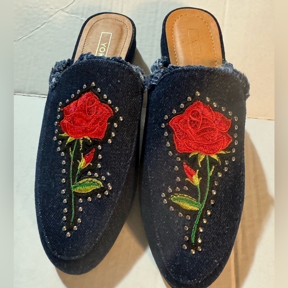 Yoki Willas-71 dark denim mules. - Picture 1 of 3